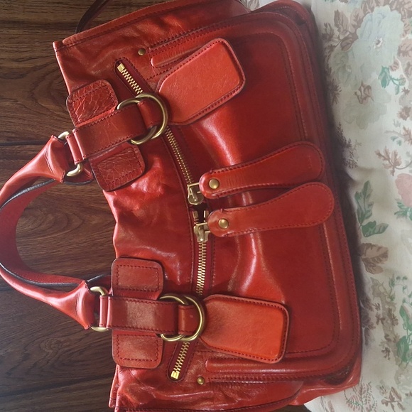 Chloé Red Leather Bay Handbag - Picture 2 of 4